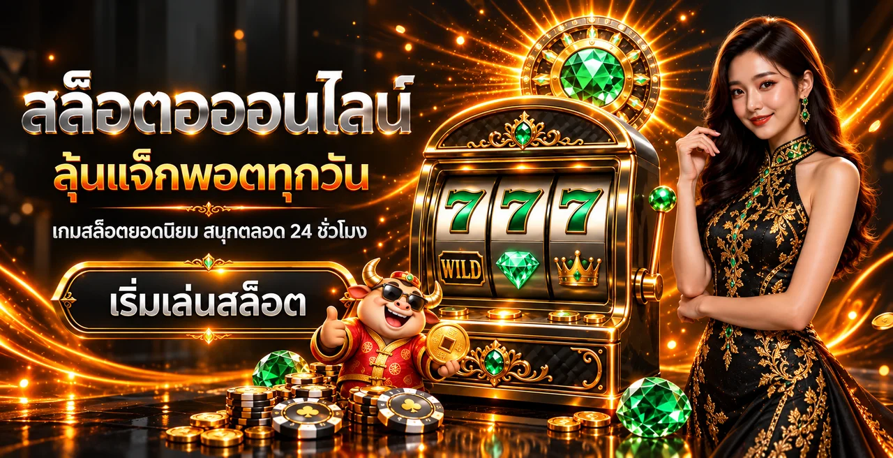 แบนเนอร์ LEO999 สล็อตพร้อมเครื่องเกมและมาสคอตโทนส้มดำ